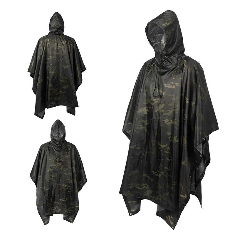 Outdoor Multifunctional Fisherman Raincoat - Waterproof Poncho with Camouflage Cover for Camping, Hunting, Clothes Shelter, Tent - Military Emergency Raincoat
