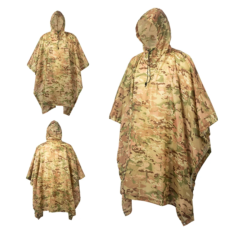 Outdoor Multifunctional Fisherman Raincoat - Waterproof Poncho with Camouflage Cover for Camping, Hunting, Clothes Shelter, Tent - Military Emergency Raincoat