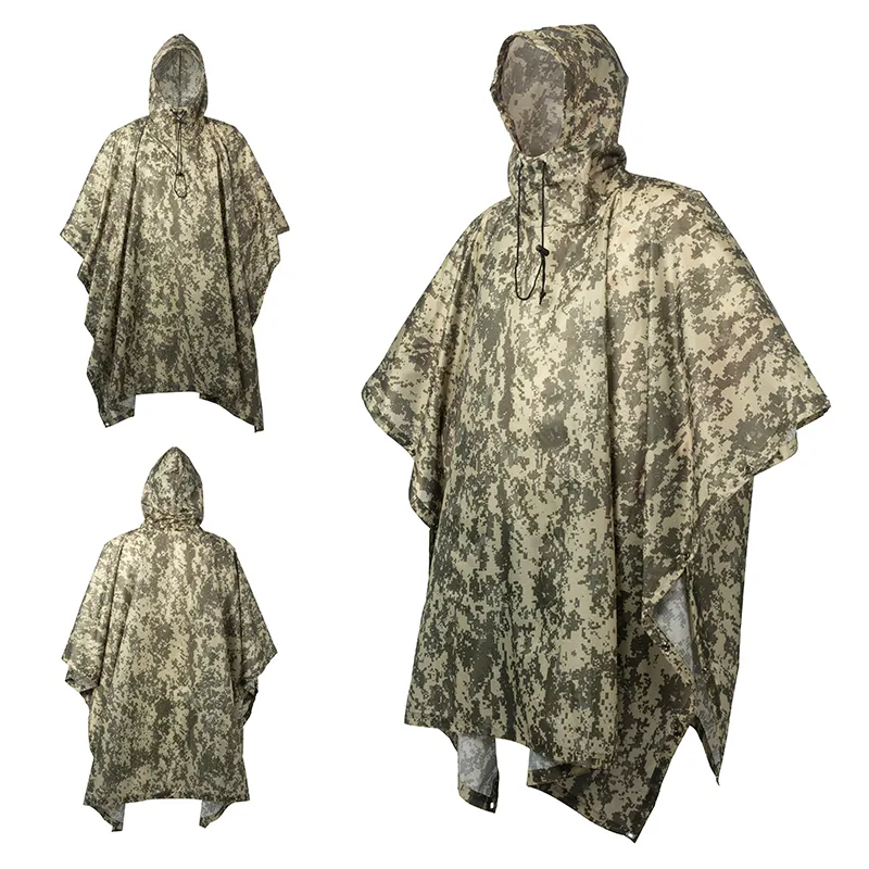 Outdoor Multifunctional Fisherman Raincoat - Waterproof Poncho with Camouflage Cover for Camping, Hunting, Clothes Shelter, Tent - Military Emergency Raincoat