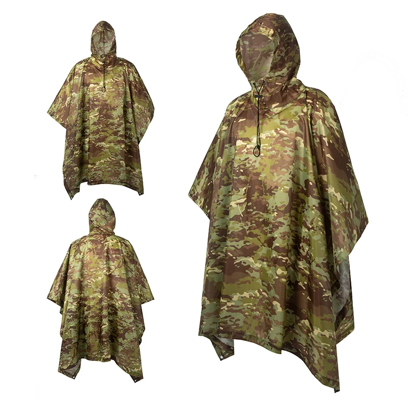Outdoor Multifunctional Fisherman Raincoat - Waterproof Poncho with Camouflage Cover for Camping, Hunting, Clothes Shelter, Tent - Military Emergency Raincoat